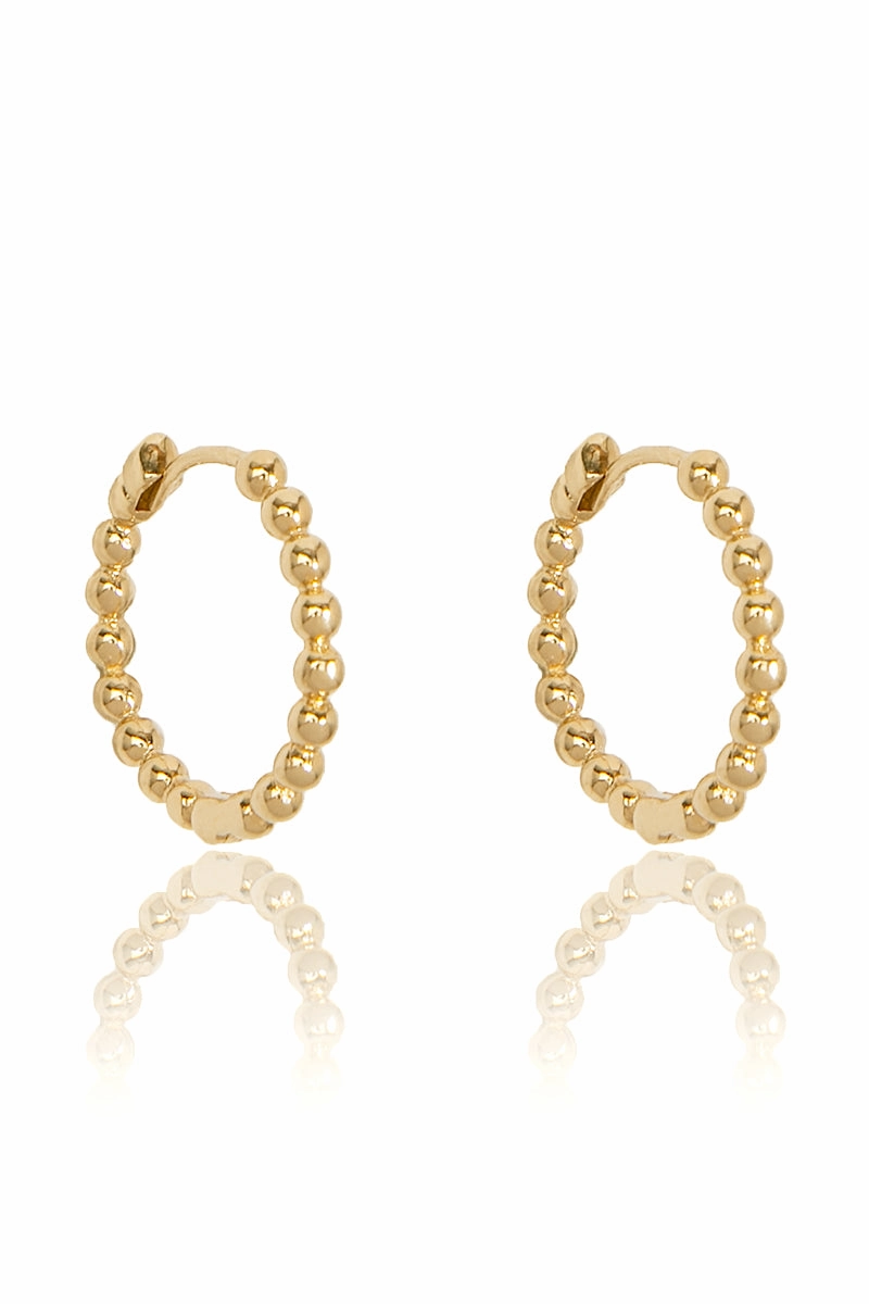 14K Gold Small Bead Hoops Grab Your Savings