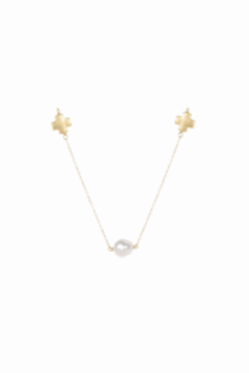 15" Choker Signature Cross Admire Simplicity Chain Gold-Pearl Trending Hot Deal