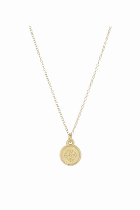 16" Necklace Gold - Blessing Small Gold Disc Today Only Steal