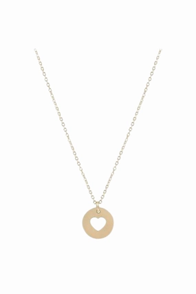 16" Necklace Gold - Love Gold Disk Save More Now Hot Item Clearance