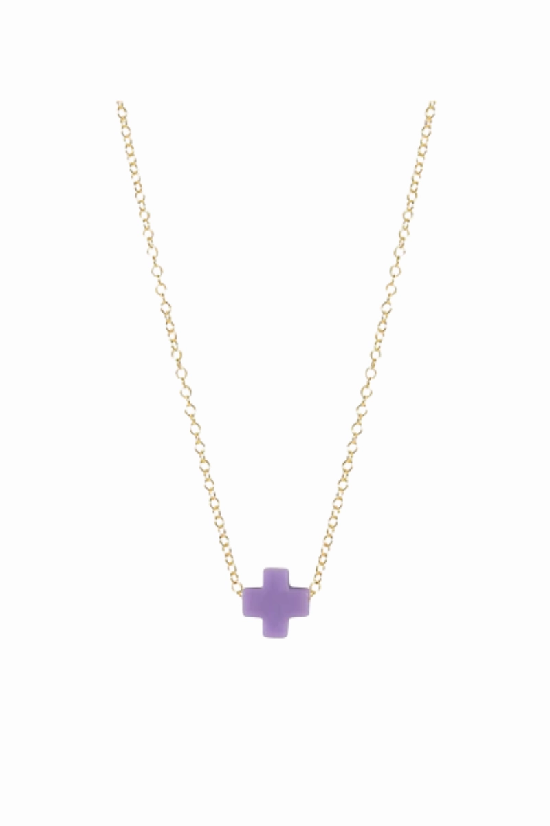 16" Necklace Gold - Signature Cross Purple Dont Miss Hot Deals