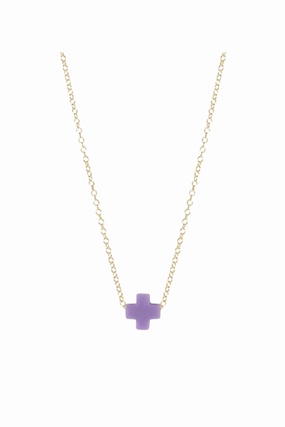 16" Necklace Gold - Signature Cross Purple Dont Miss Hot Deals