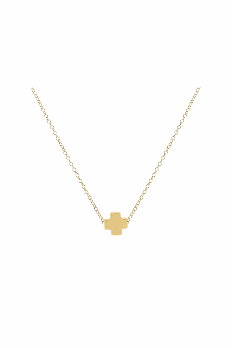 16" Necklace Gold - Signature Cross Small Gold Save Big Online Online Exclusive Savings