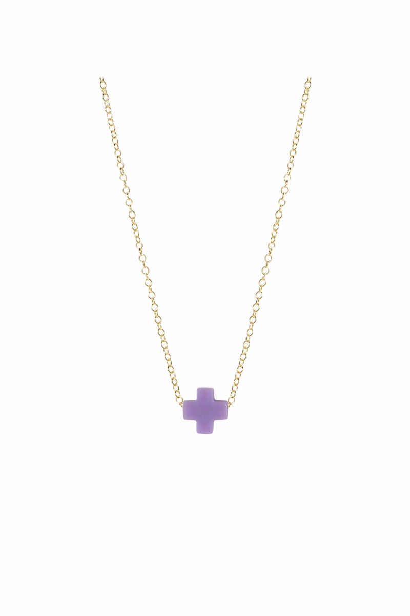 Last Chance Offer Hot Pick Online 16" Necklace Gold - Signature Cross Small Purple