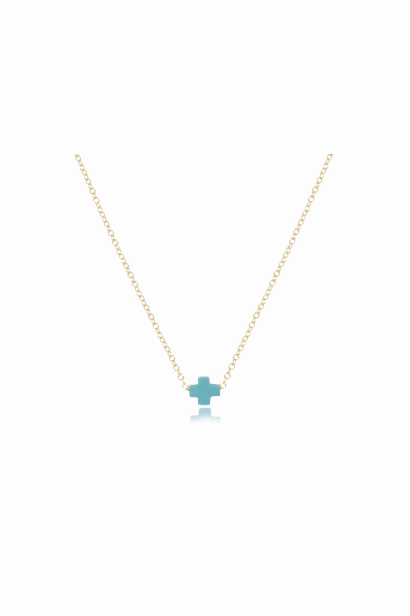 16" Necklace Gold - Signature Cross Small Turquoise Daily Special Offer Today Only Steal
