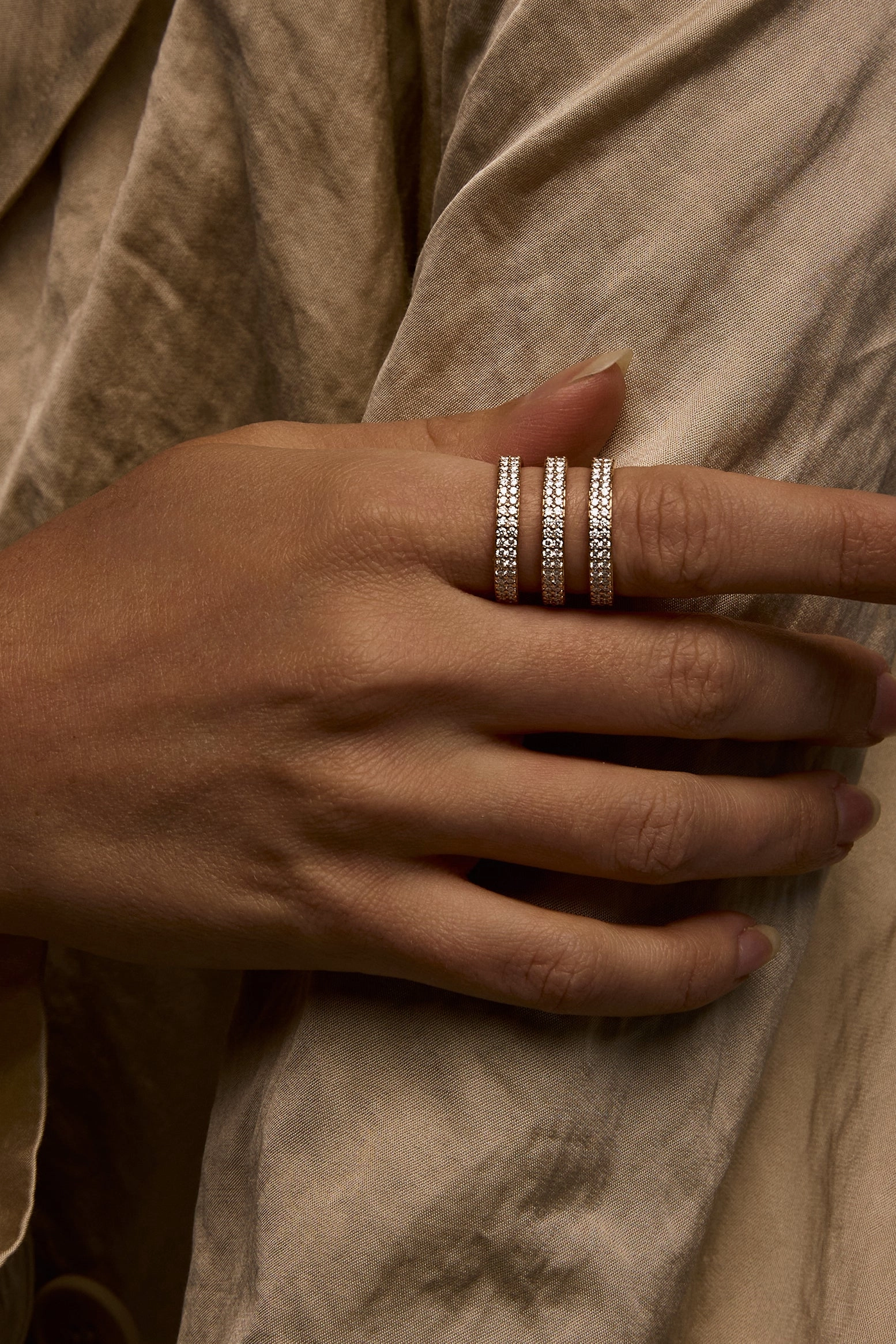 3 Fili Diamond Ring In 18K Yellow Gold Special Offer Inside