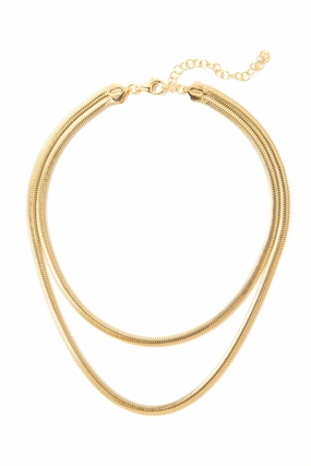 Clearance Event 925 Gold Double Herringbone Chain Necklace