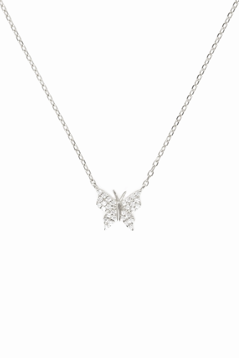 Deal Frenzy Today Dont Miss This Deal 925 Silver Cz Crystal Pav Butterfly Necklace