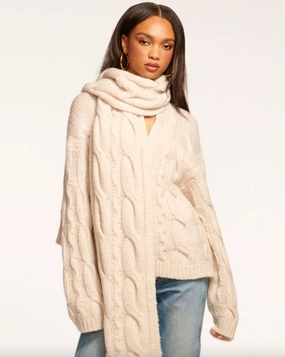 Agnes Convertible Cardigan Sweater & Scarf - Oatmeal Shop & Grab Offer