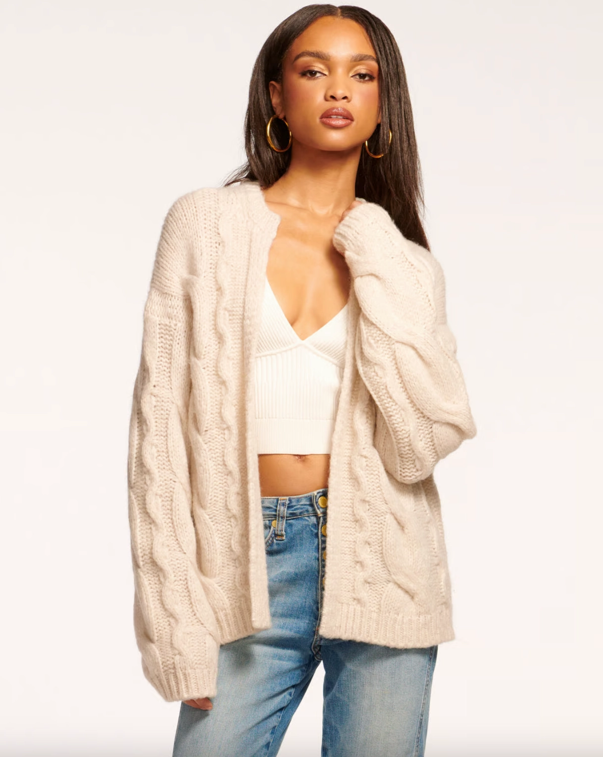Agnes Convertible Cardigan Sweater & Scarf - Oatmeal Dont Miss These Savings