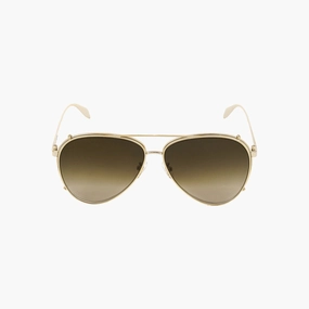 Grab & Save Today Alexander Mcqueen Pilot Gold Metal Sunglasses