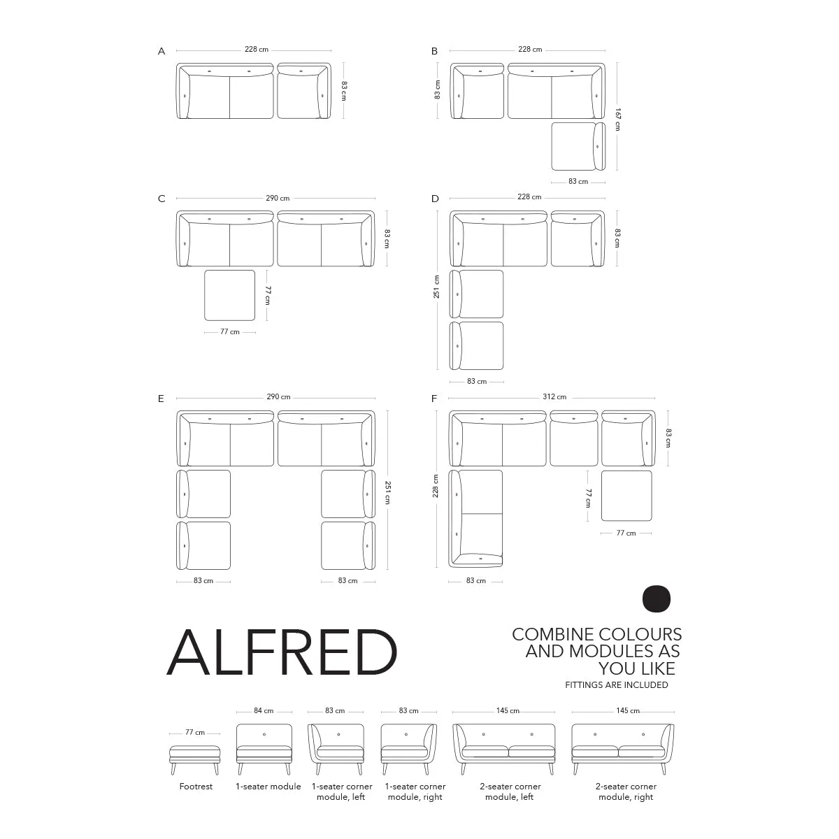 Alfred Boucle Right 1 Seater Modular Sofa