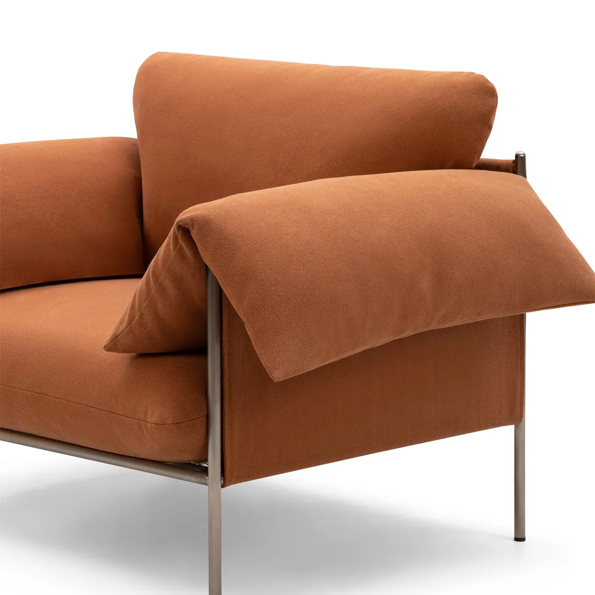 Alva Armchair (Brushed Steel Frame, Cabarita Hazel)