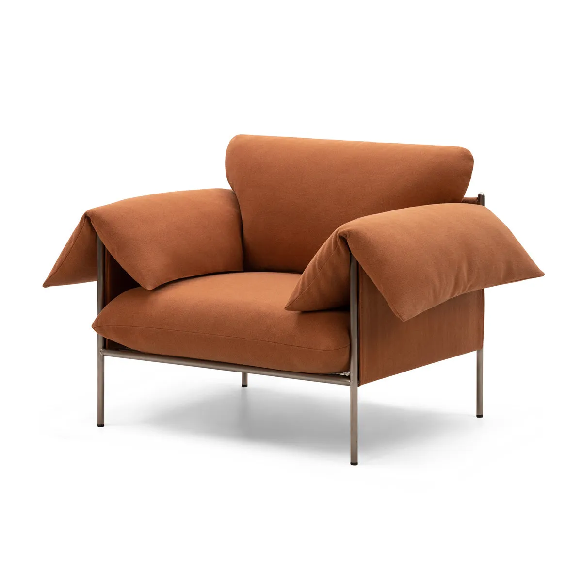 Alva Armchair (Brushed Steel Frame, Cabarita Hazel)