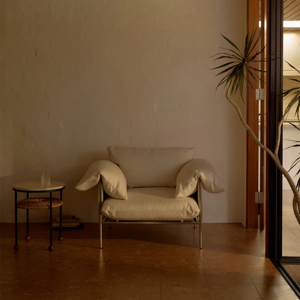 Alva Armchair (Brushed Steel Frame,  Hyams Sable)