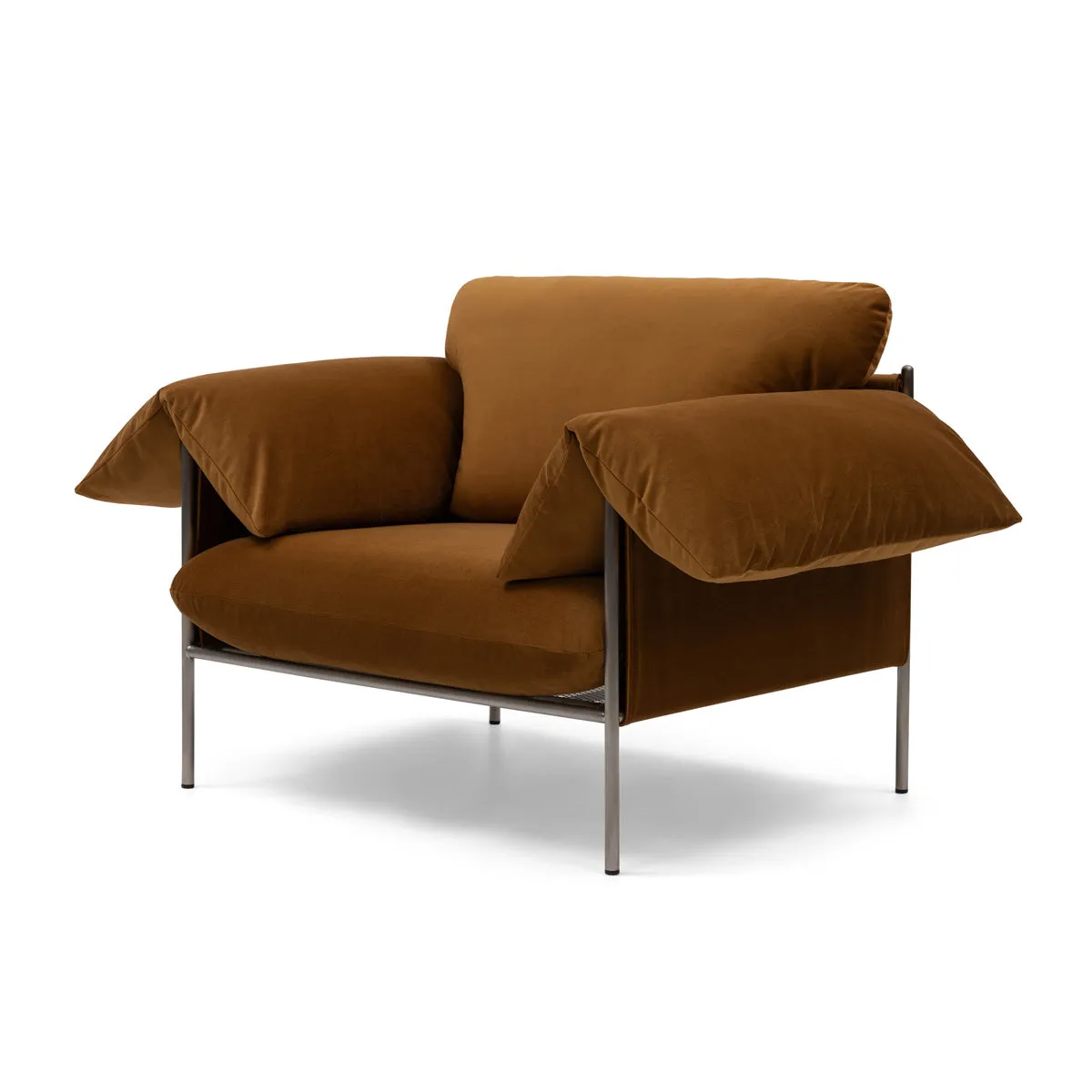 Alva Armchair (Brushed Steel Frame, Malibu Cognac)