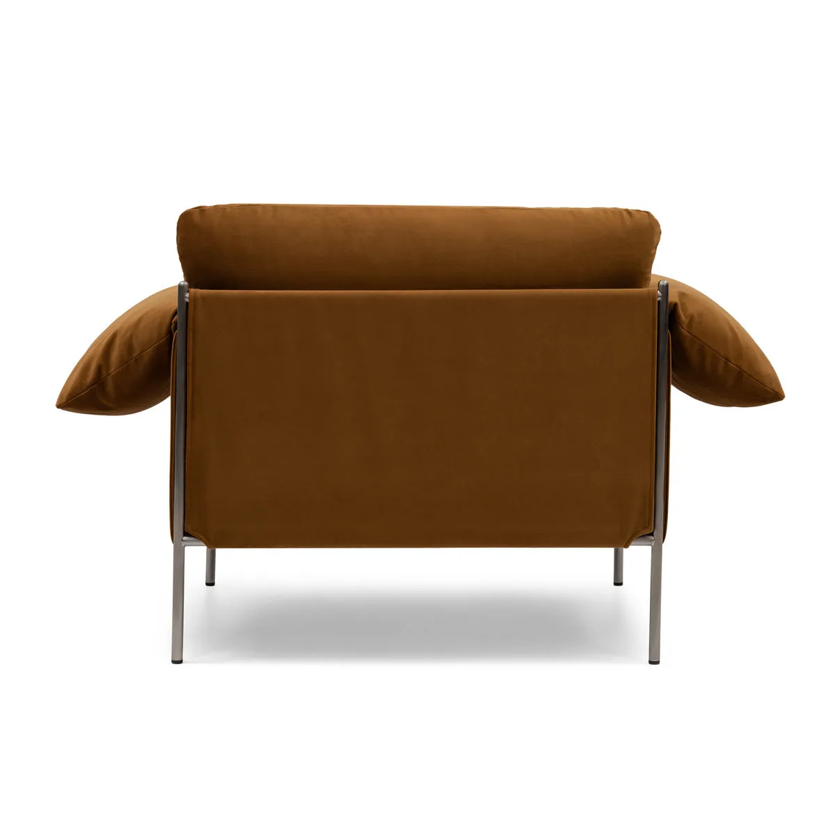 Alva Armchair (Brushed Steel Frame, Malibu Cognac)