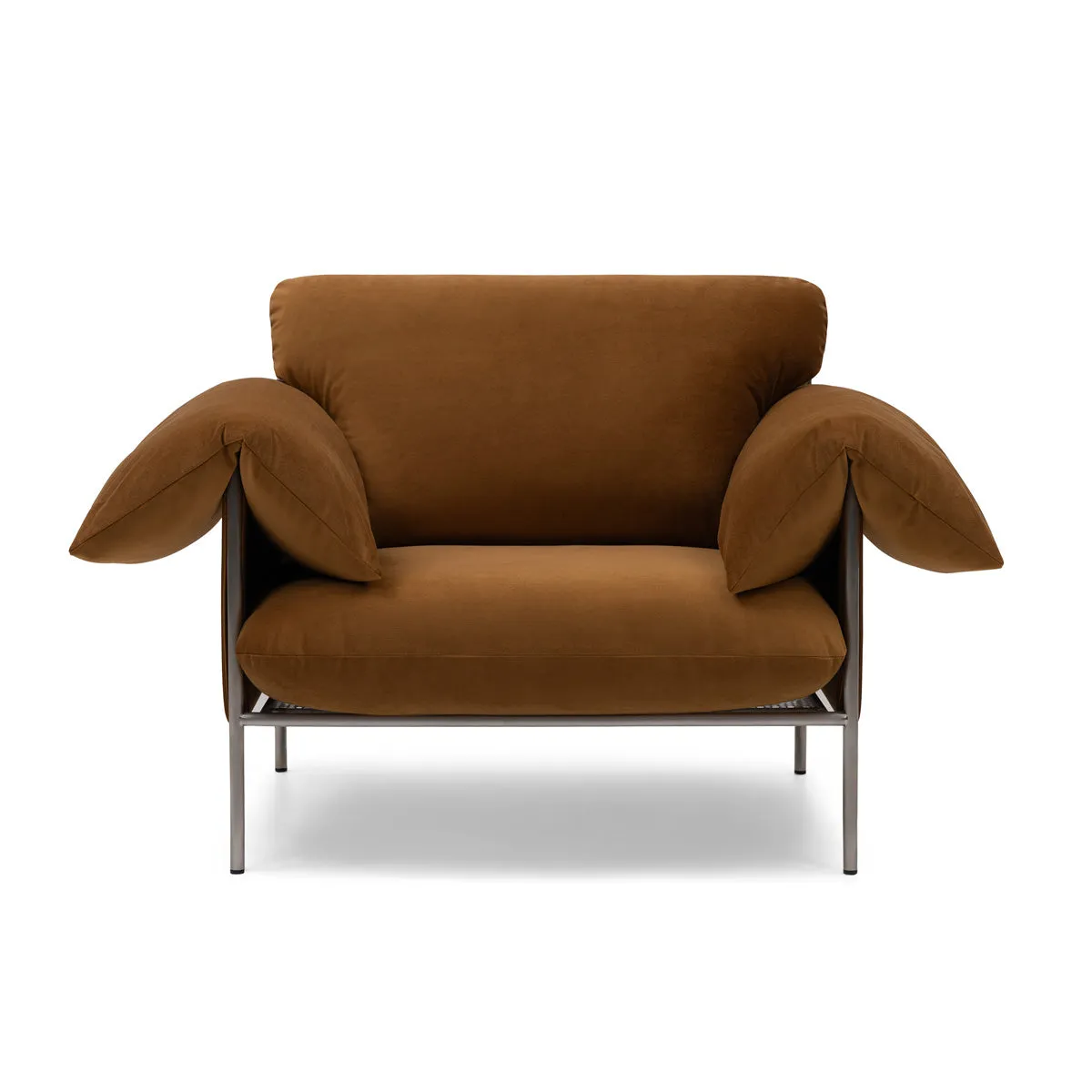 Alva Armchair (Brushed Steel Frame, Malibu Cognac)