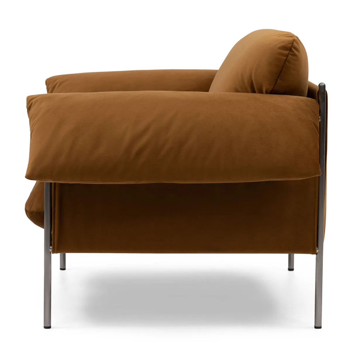 Alva Armchair (Brushed Steel Frame, Malibu Cognac)