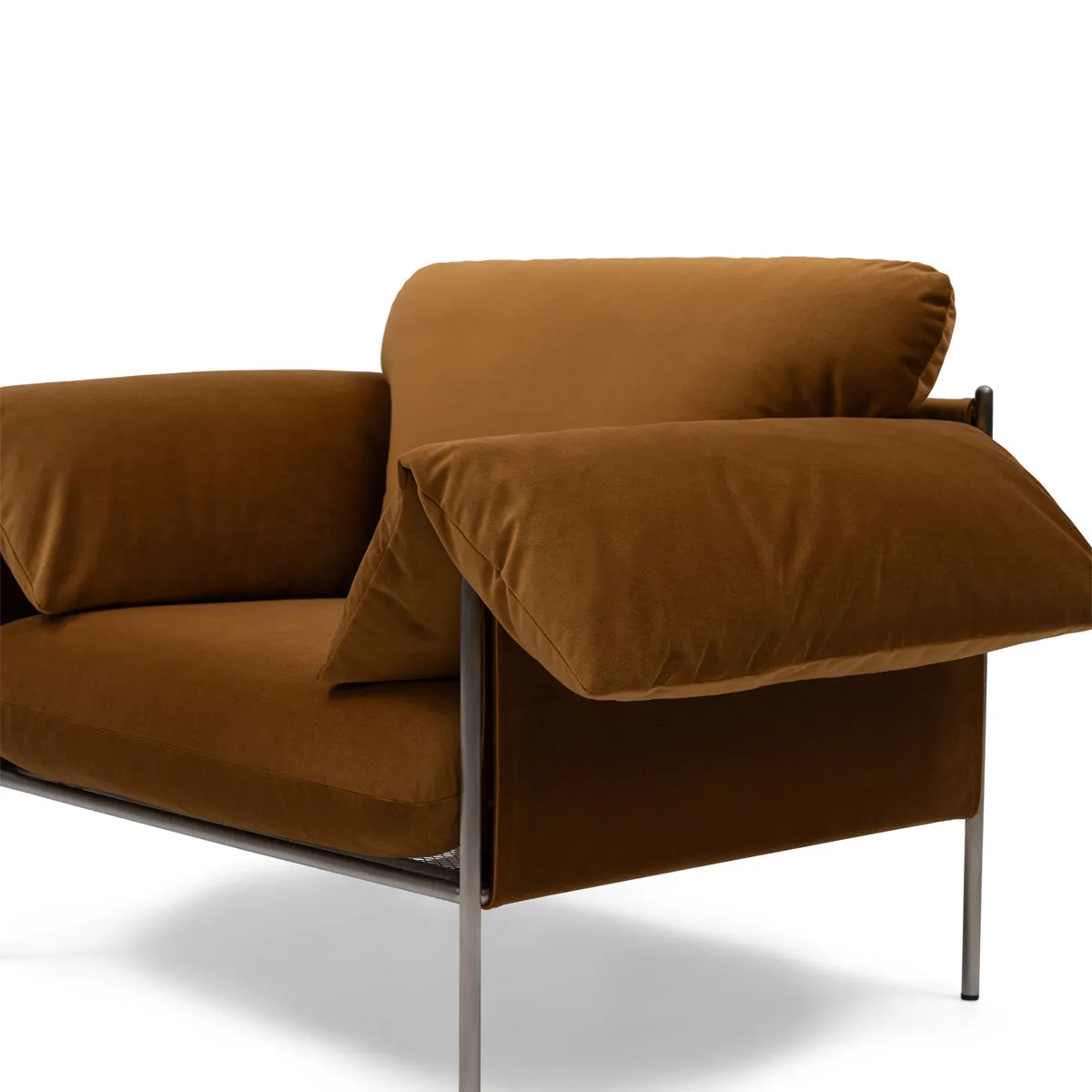 Alva Armchair (Brushed Steel Frame, Malibu Cognac)