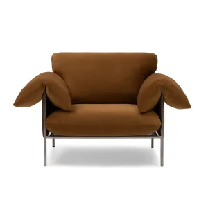 Alva Armchair (Brushed Steel Frame, Malibu Cognac)