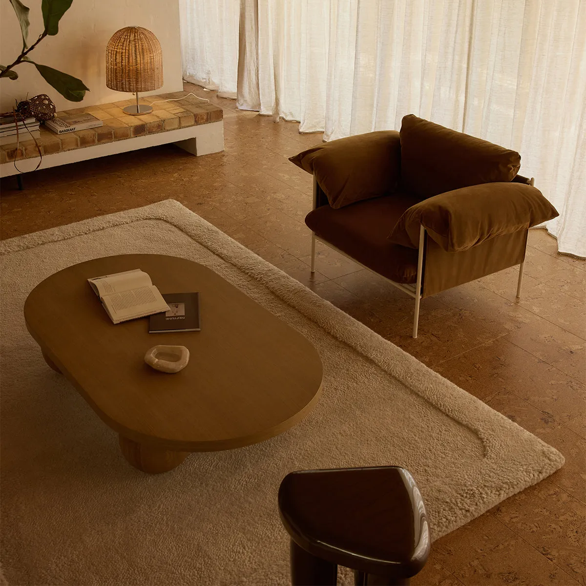 Alva Armchair (Brushed Steel Frame, Malibu Cognac)