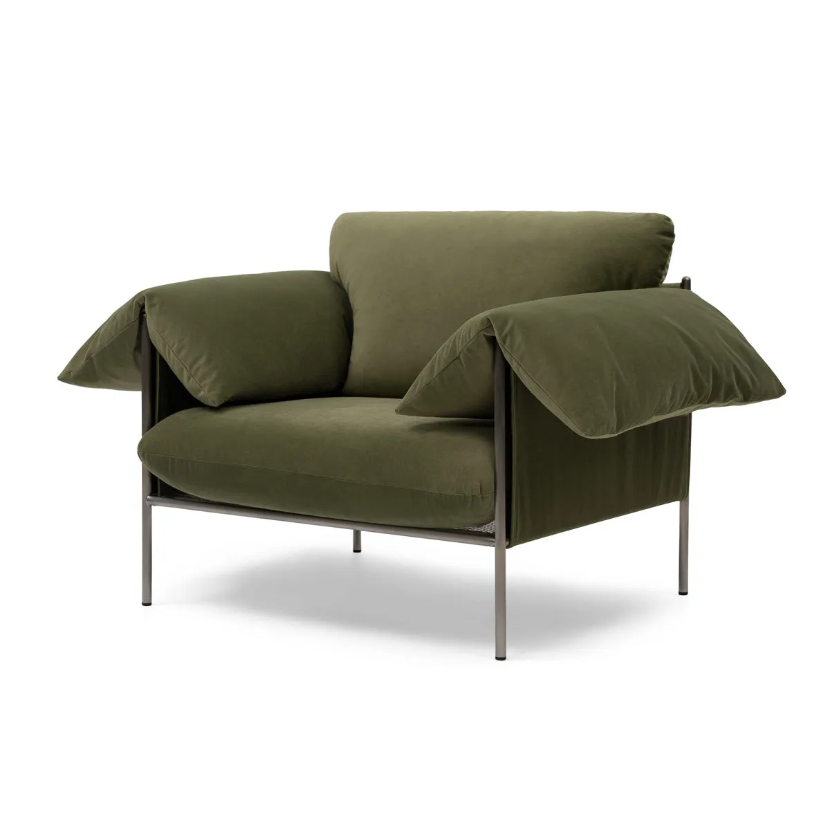 Alva Armchair (Brushed Steel Frame, Malibu Matcha)