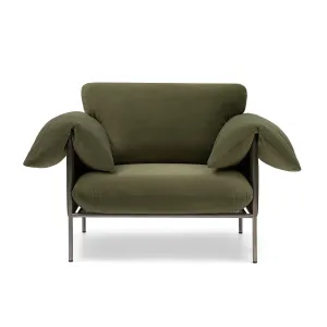 Alva Armchair (Brushed Steel Frame, Malibu Matcha)