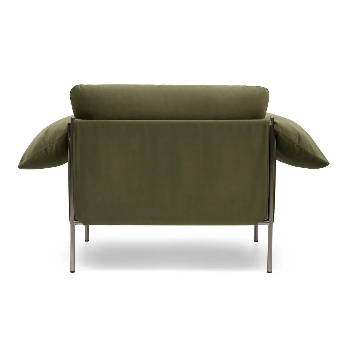 Alva Armchair (Brushed Steel Frame, Malibu Matcha)