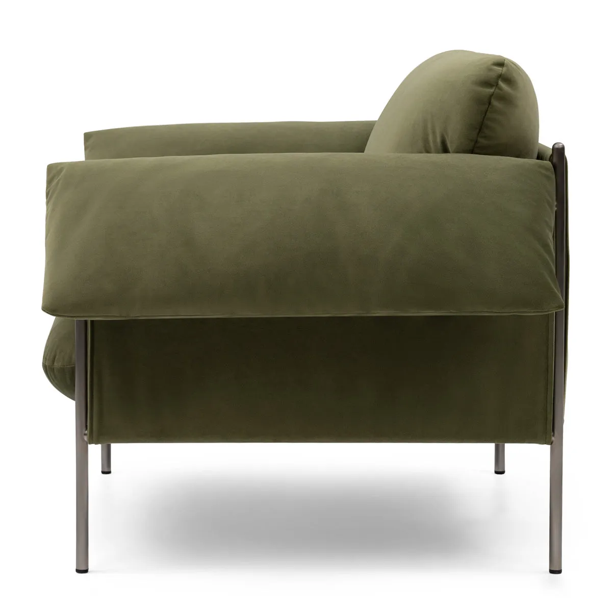 Alva Armchair (Brushed Steel Frame, Malibu Matcha)