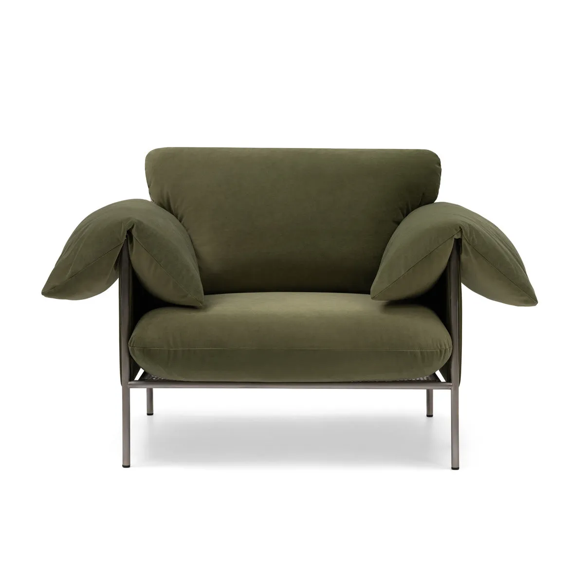 Alva Armchair (Brushed Steel Frame, Malibu Matcha)