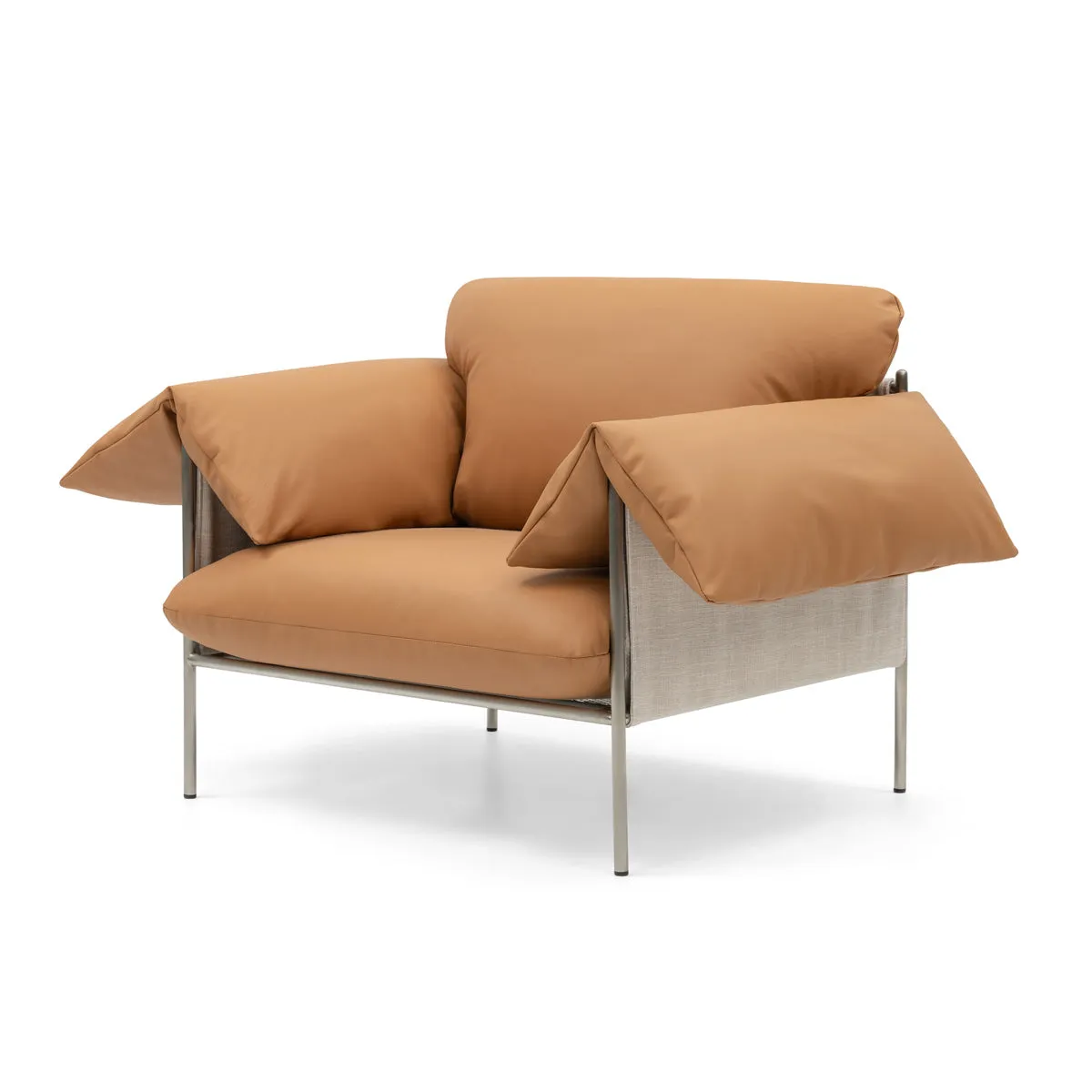 Alva Armchair (Brushed Steel Frame, Simpson Tan)