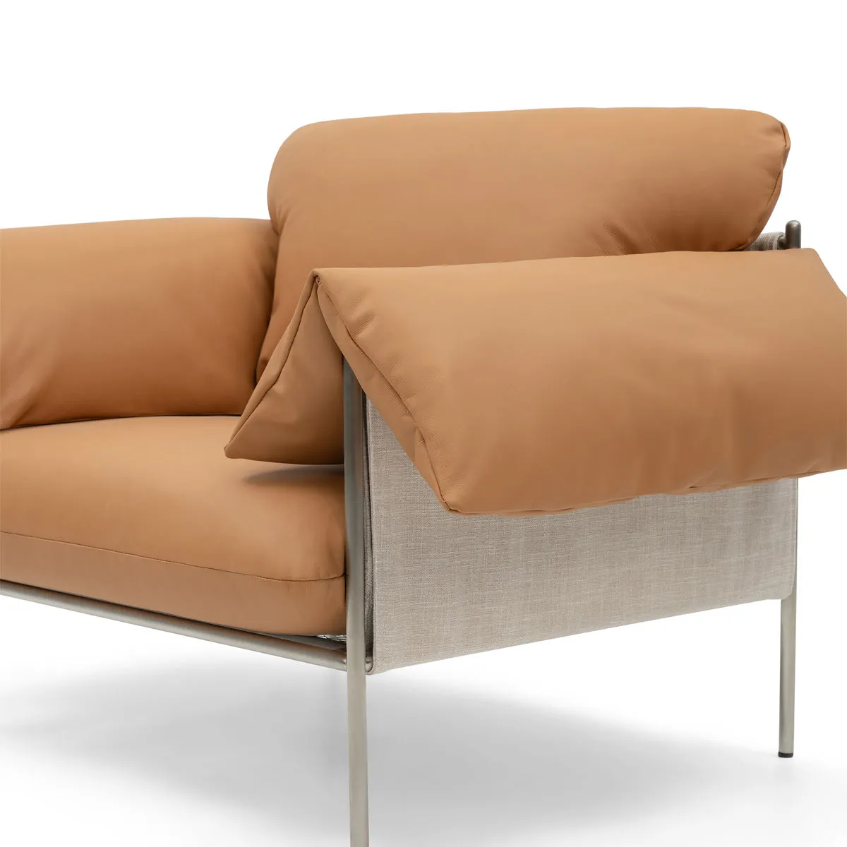Alva Armchair (Brushed Steel Frame, Simpson Tan)