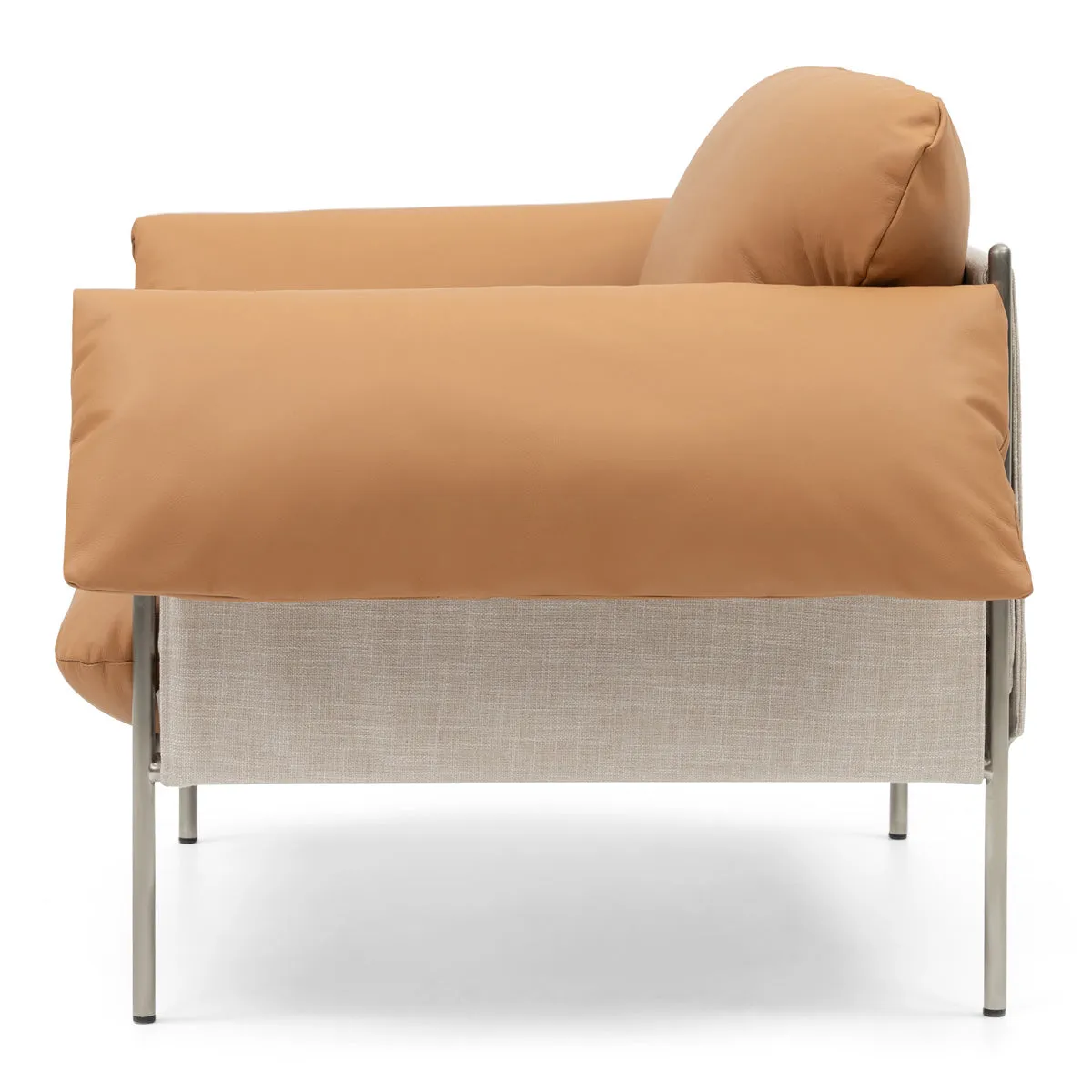 Alva Armchair (Brushed Steel Frame, Simpson Tan)