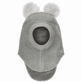 Huttelihut Medium Grey Melange Balaclava Wool Alpaca Pompoms Dont Wait! Save
