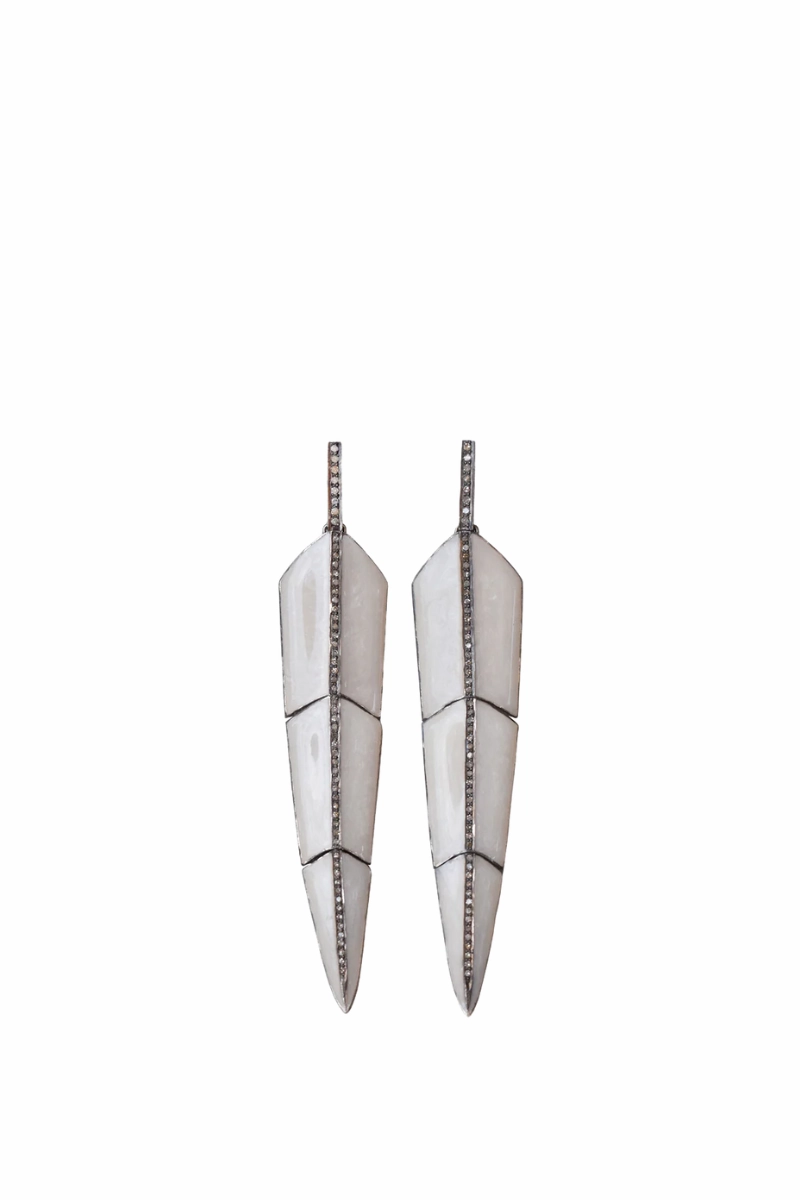 Small Pearl White Enamel Feather Earrings Instant Savings Inside Trending Now Discount
