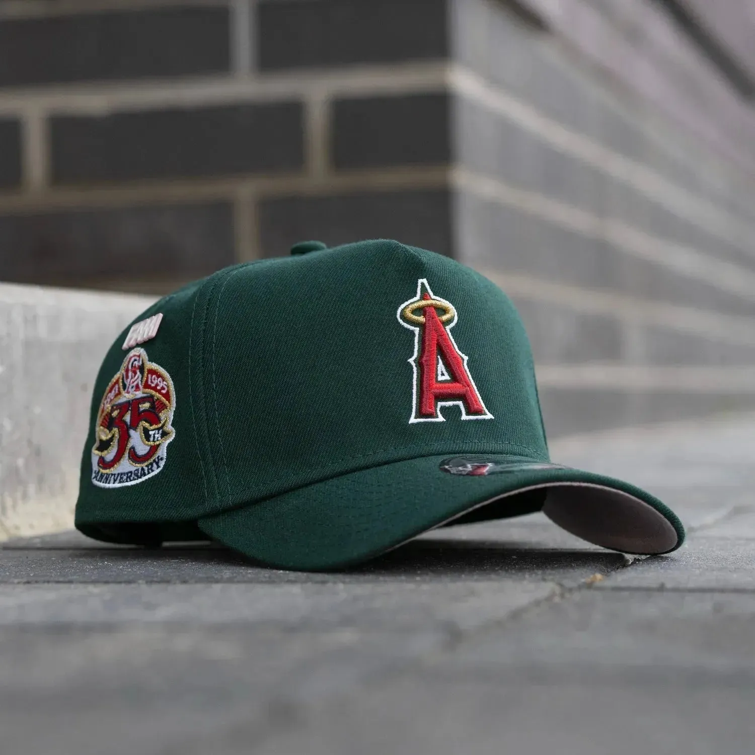 Dont Miss Out! New Era 9Forty A-Frame Mlb Anaheim Angels 35Th Anniversary Dark Green / Pink Uv Snapback Cap