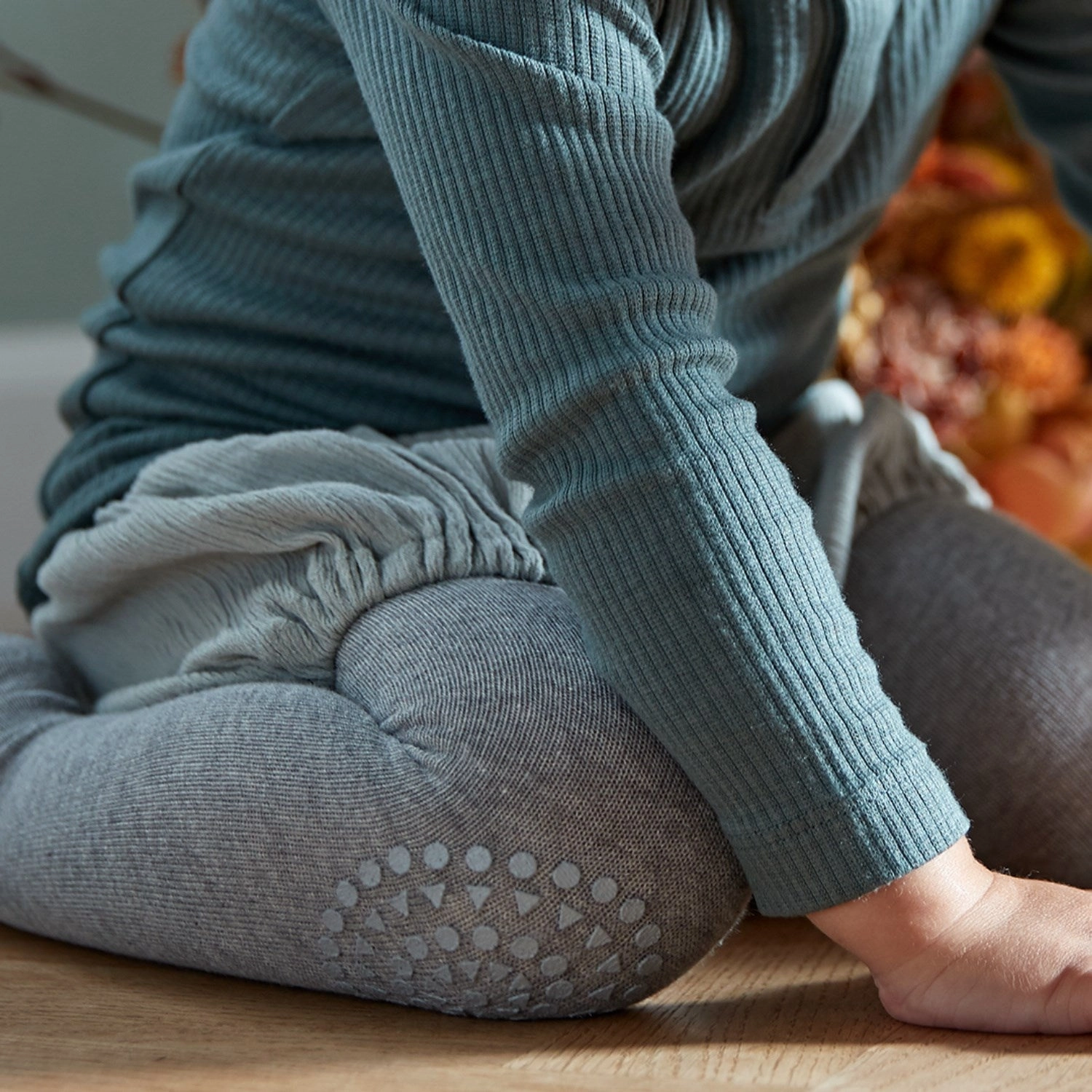 Gobabygo Grey Melange Crawling Tights Organic Cotton Limited Stock Offer