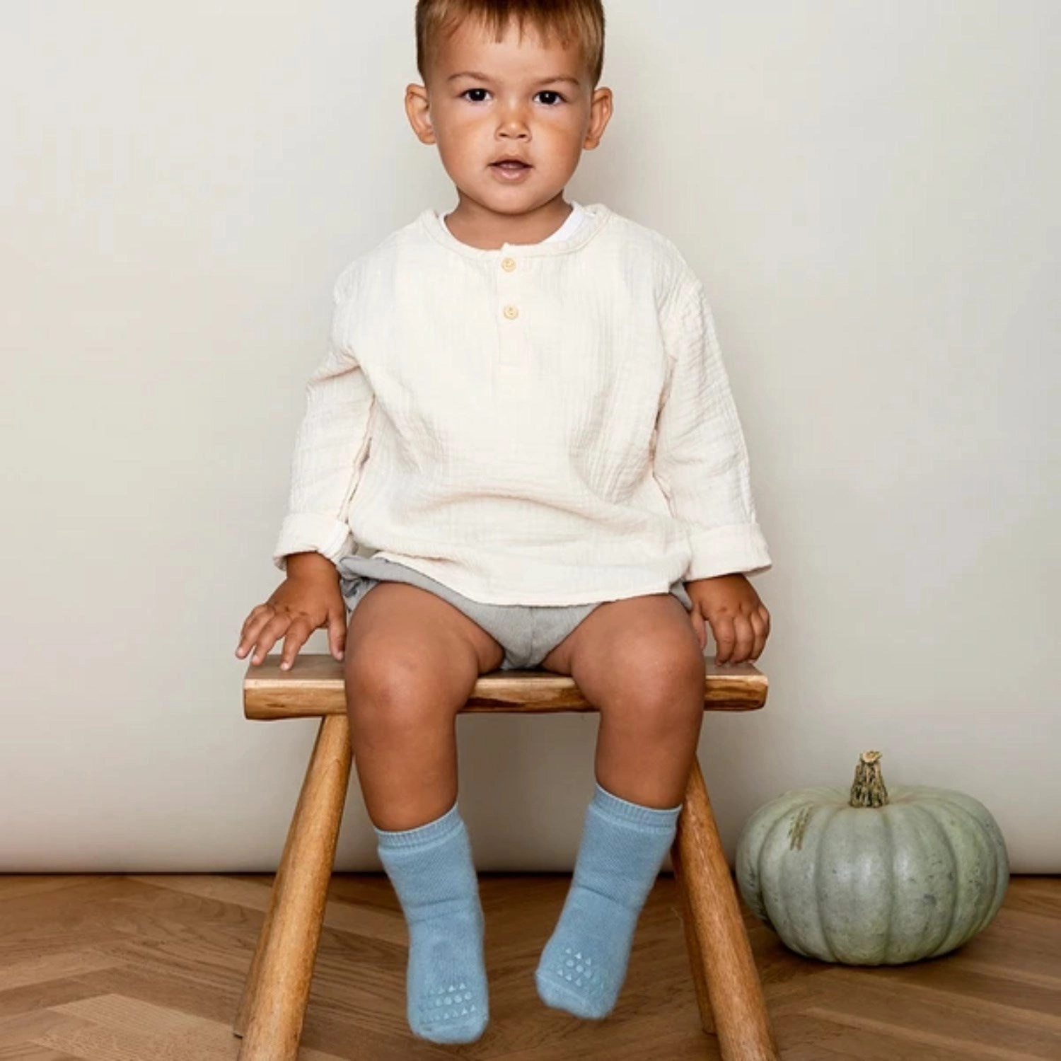 Gobabygo Dusty Blue Non Slip Socks Organic Cotton Flash Deal Today