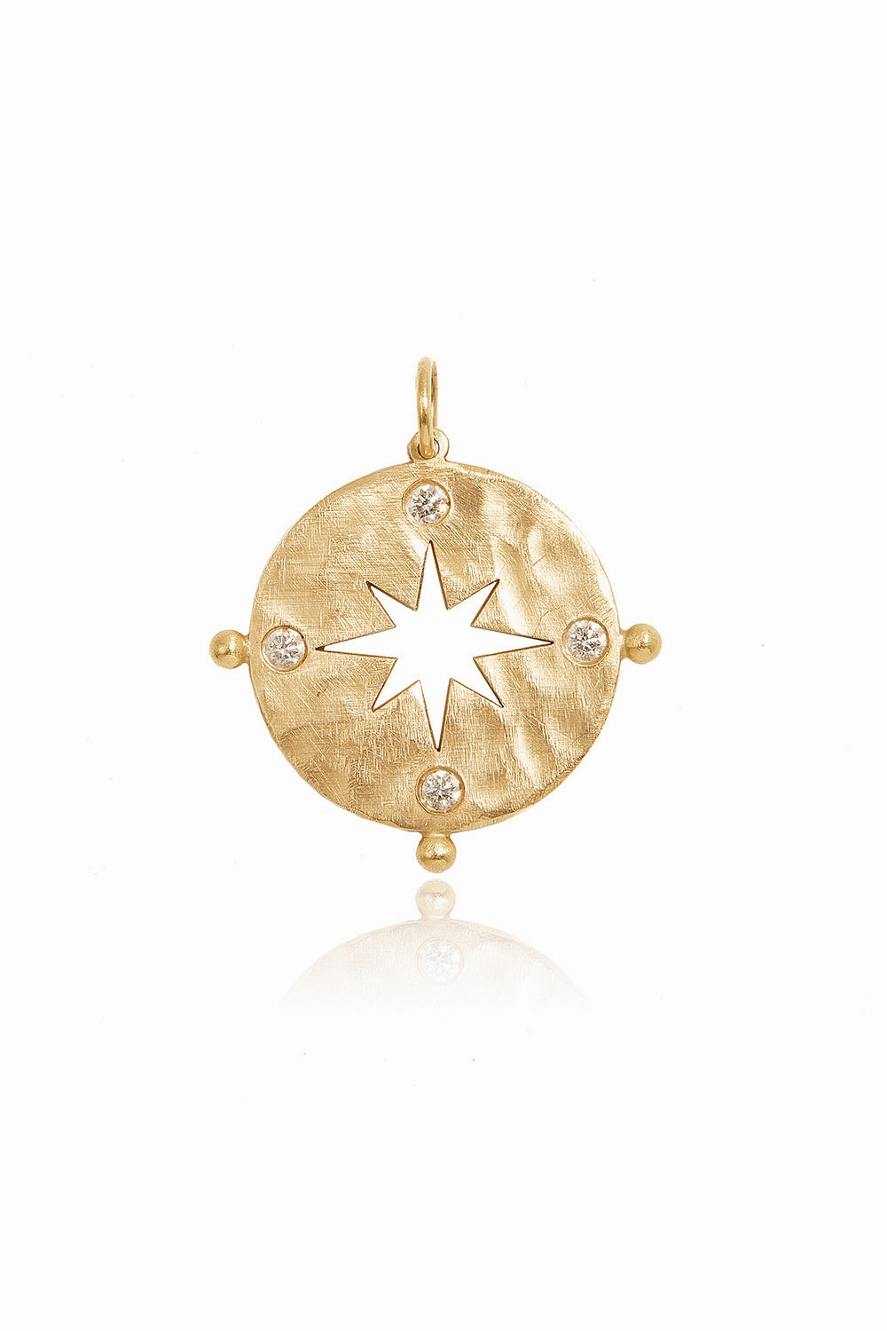 Trendy Picks Today Mega Online Discount Large Hammered Matte Compass In 14K Yellow Gold