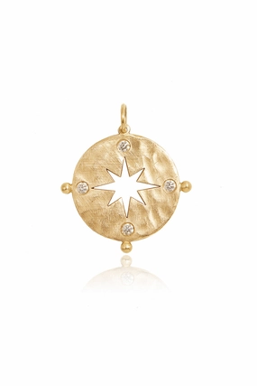 Trendy Picks Today Mega Online Discount Large Hammered Matte Compass In 14K Yellow Gold