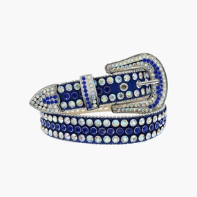 Dna Belt - Blue Leather With Blue And Black Stones Hot Offer Event