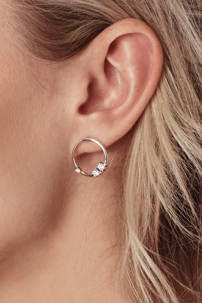 925 Silver Floating Crystal Circle Stud Earrings Save More Online Shop Smart & Save