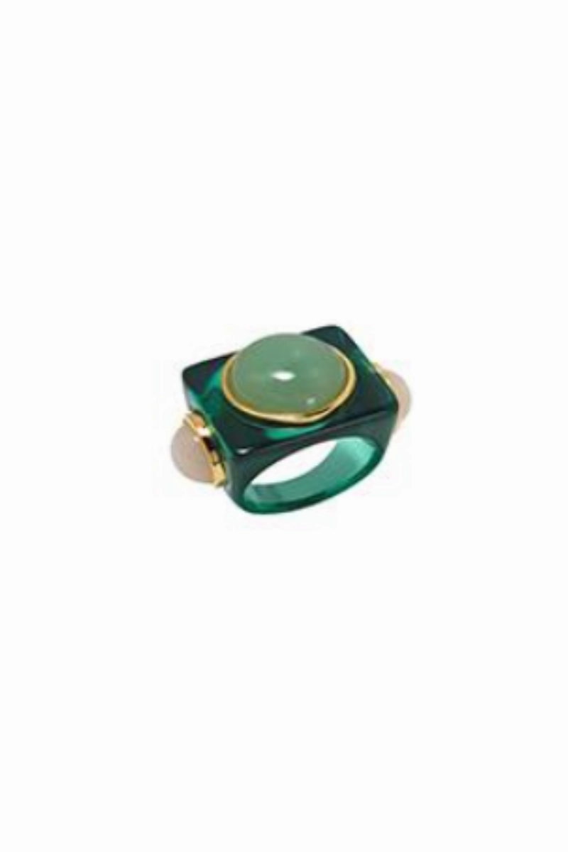 Flash Discount Today Shop & Grab Savings Jade Semi-Opaque Ring With Opal End Stones