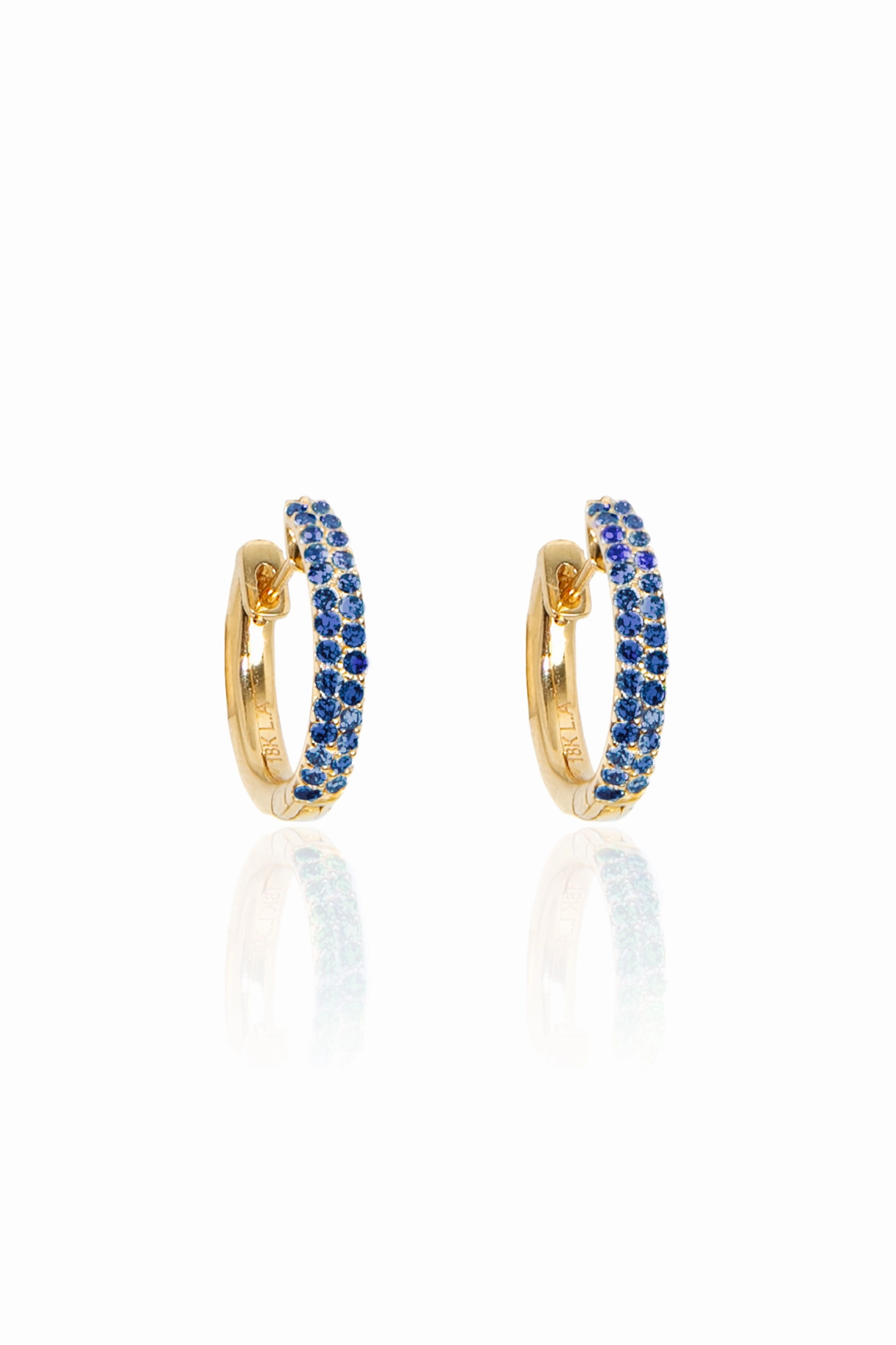 Dont Miss This Steal Price Drop Frenzy Blue Sapphire Pav Huggies In Yellow Gold
