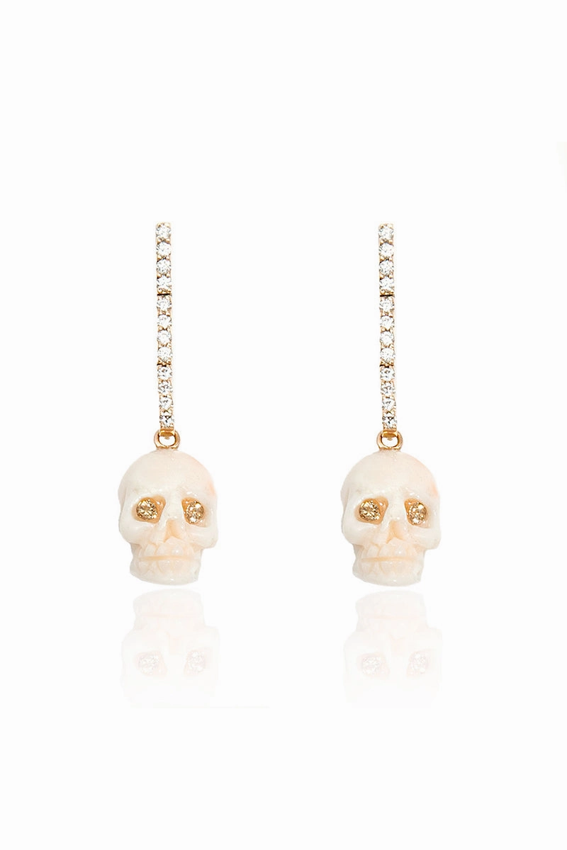 Blush Carved Coral Skulls On Diamond Hinge Sticks Special Deal Frenzy
