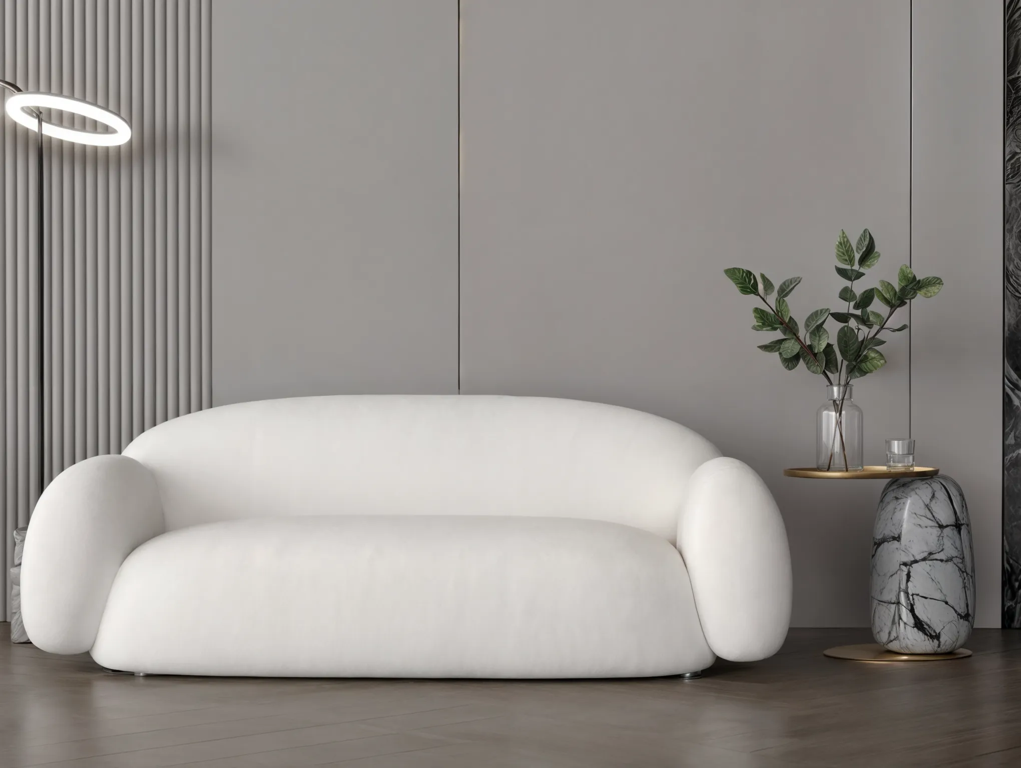 Boucl Fabric Sofa Size 210x82x40 cm