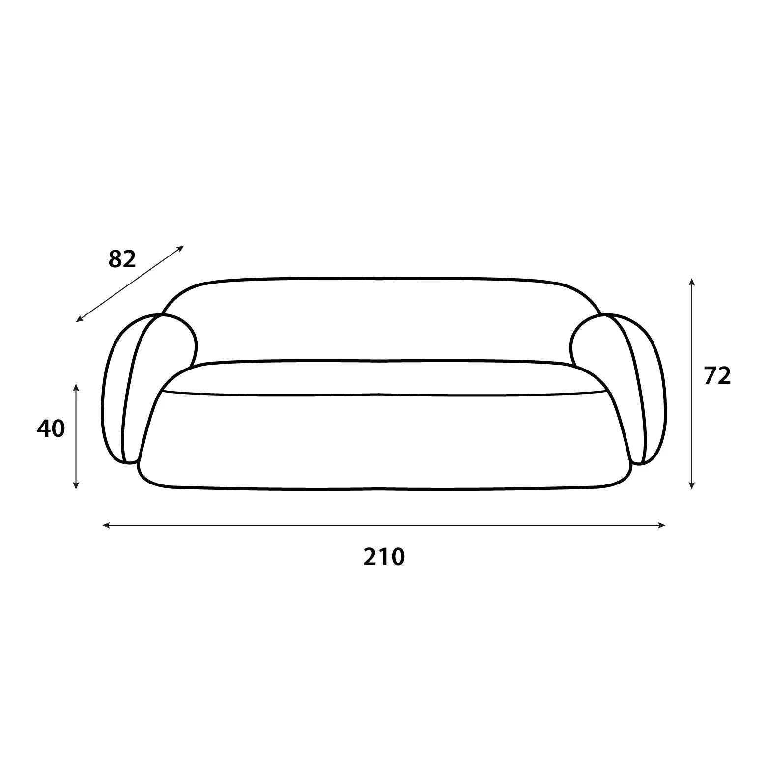 Boucl Fabric Sofa Size 210x82x40 cm