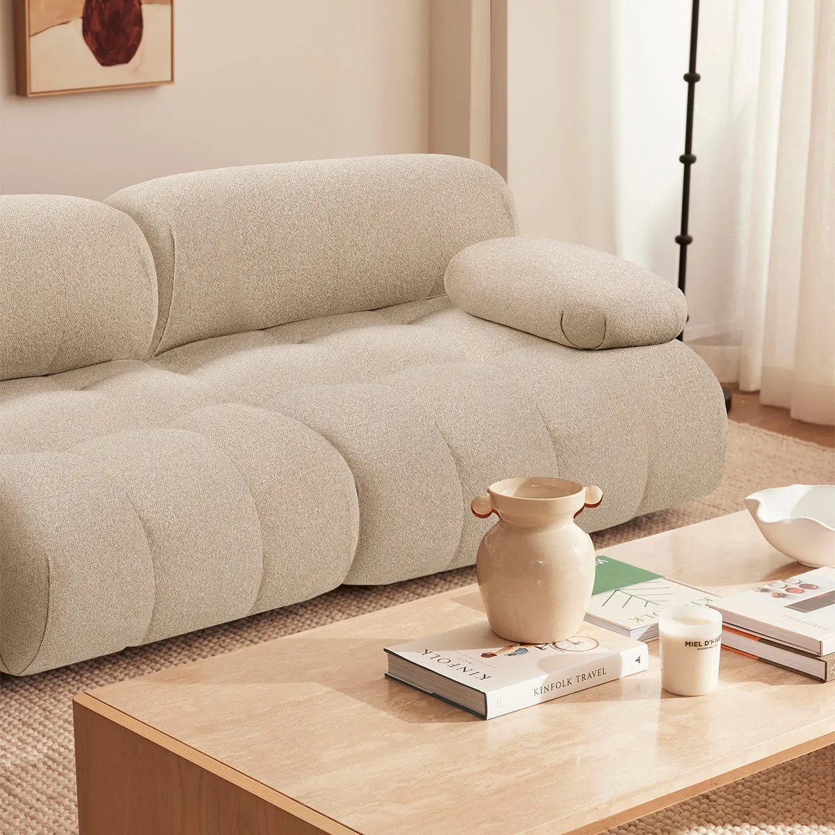 Bowie Boucle 3 Seat Sofa (Sand)