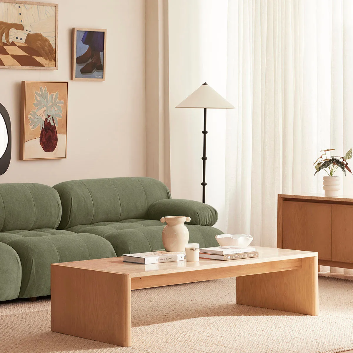 Bowie Textured Velvet 3 Seat Sofa (Olive)